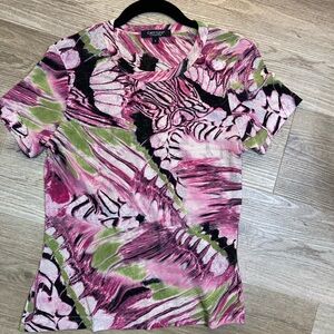 Karen Kane Pink and Black Abstract Top